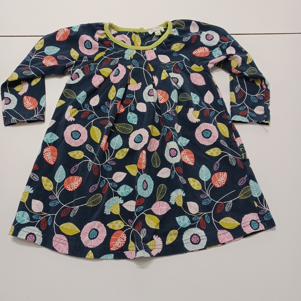 Le Top Baby Girls Tunic Blouse Blue Pink Floral Feather Crew Pullover 18 Months